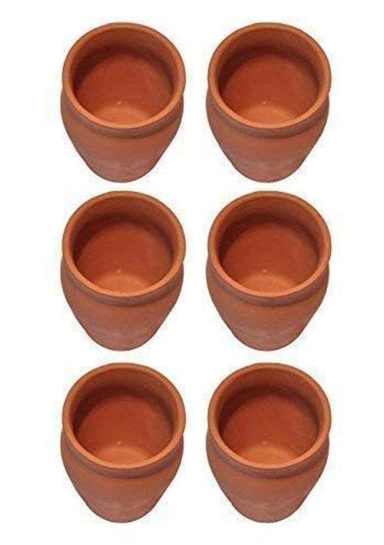 HC THE CRAFTS Clay Glass Clay Water Glass Handmade Earthen Clay Drinking Glass | Pack of 6 - Indya
