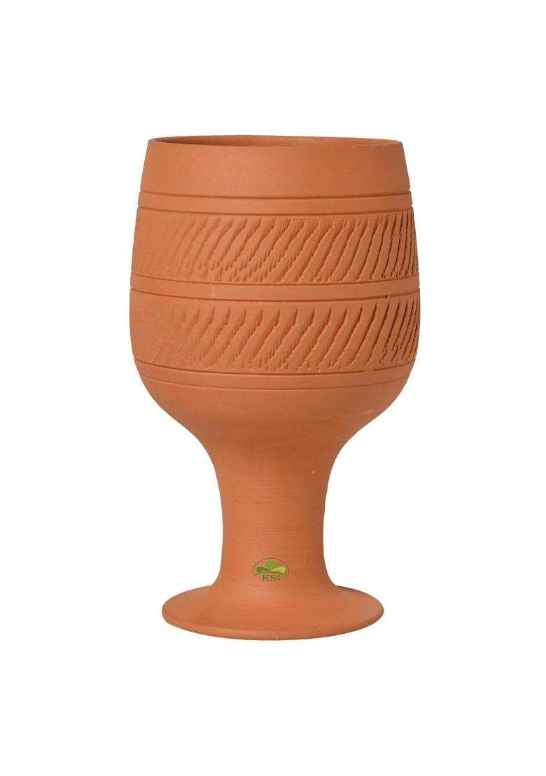 KSI Natural Terracotta Handmade Clay Wine Glass | 225 ml | 7.6 fl oz - Indya