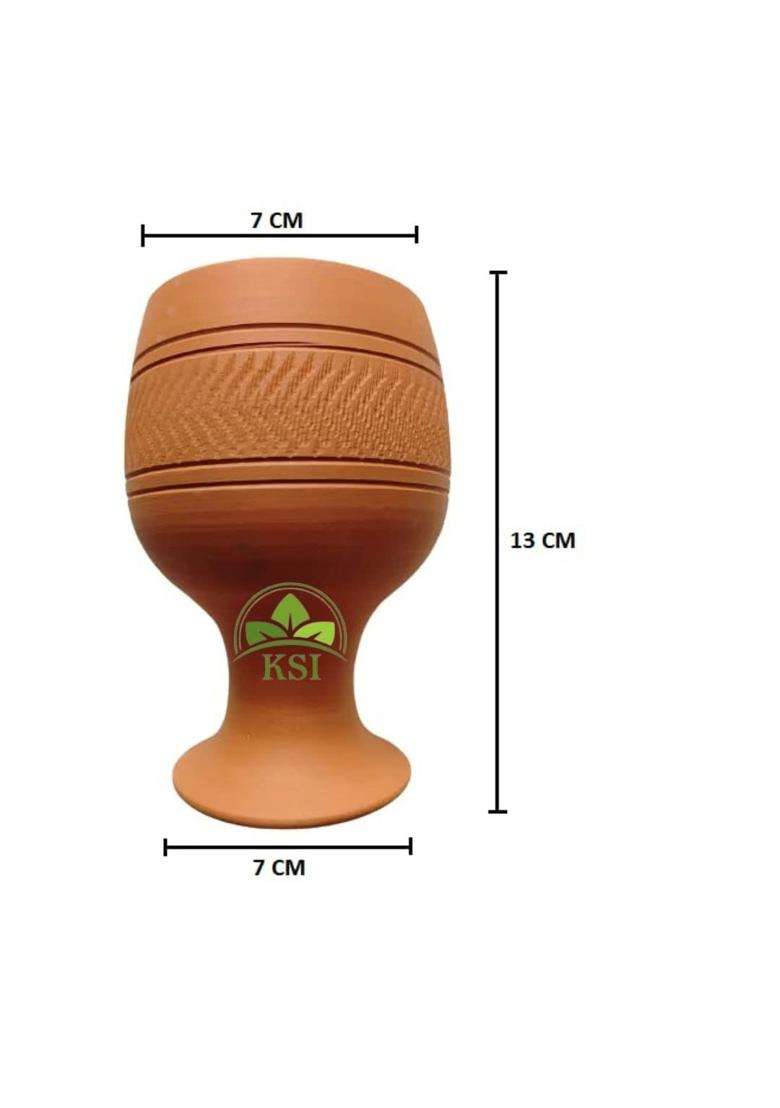 KSI Natural Terracotta Handmade Clay Wine Glass | 225 ml | 7.6 fl oz - Indya