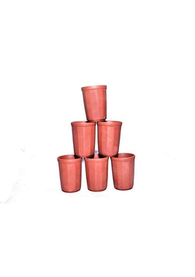PALVIT CLAY ART GALLERY Terracotta Glasses Brown | 6-Piece Set - Indya