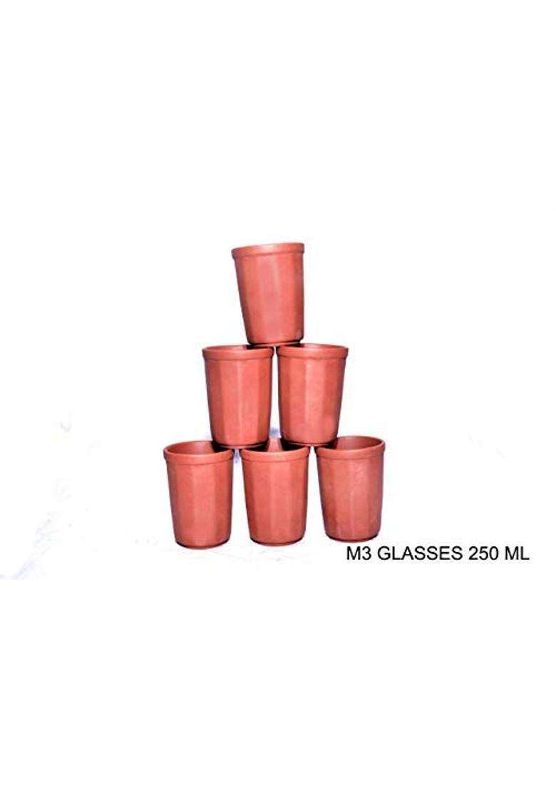 PALVIT CLAY ART GALLERY Terracotta Glasses Brown | 6-Piece Set - Indya