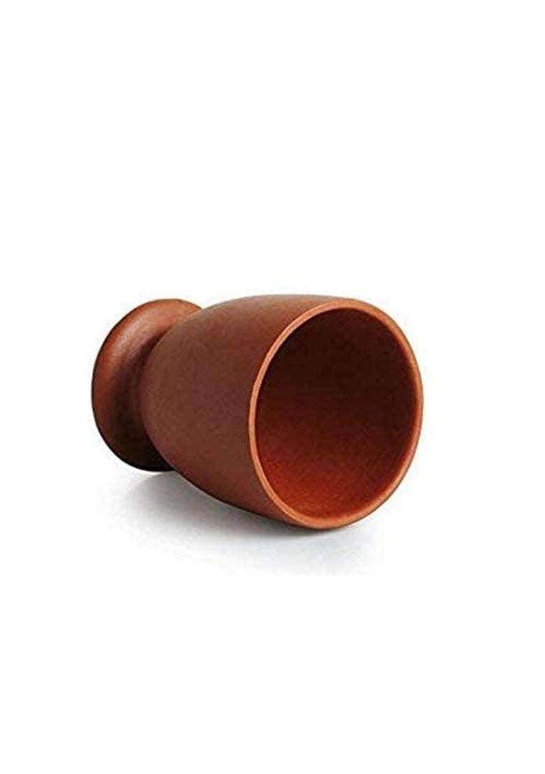VINTICA Organic Clay Crafts Earthen Clay Mitti Drinking Water Glass Tumbler Brown | 6-Piece Set - Indya