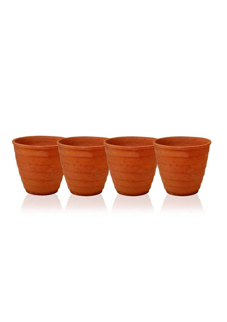 Jetwals Clay Kullad Traditional Desi Chai Tea Cup Glass | 100 ml | 3.4 fl oz | Pack of 4 - Indya