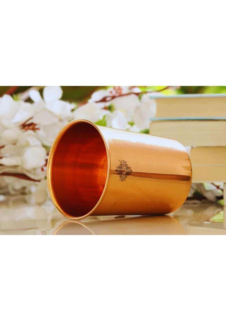 INDIAN ART VILLA Copper Glass Tumbler Cup | 300 ml | 10.1 fl oz - Indya
