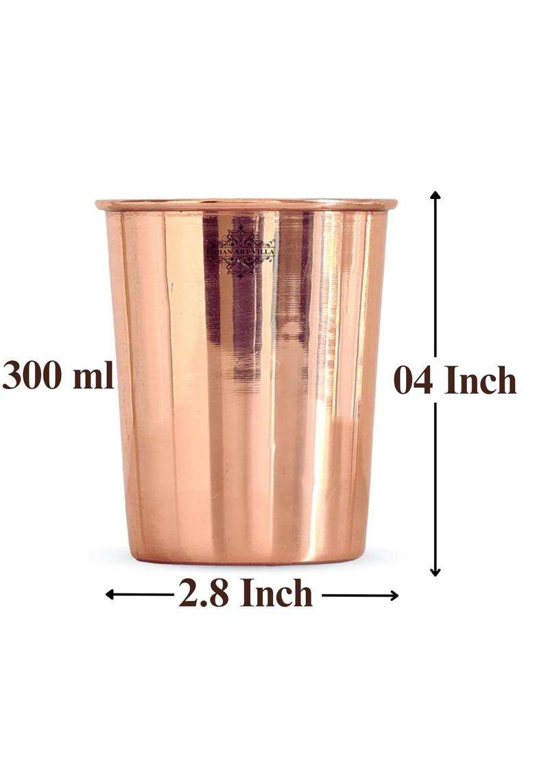 INDIAN ART VILLA Copper Glass Tumbler Cup | 300 ml | 10.1 fl oz - Indya