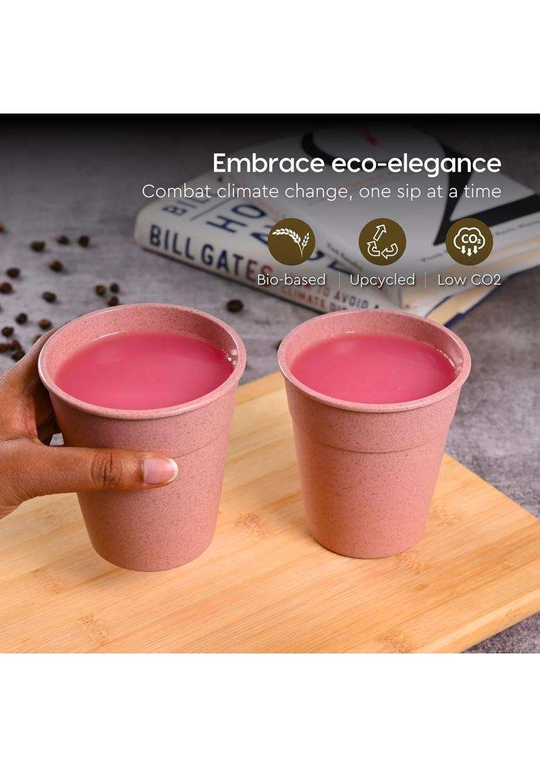 Eha Earth-Friendly Eco Nova Drinking Glass for Water and Juice | 350 ml | 11.8 fl oz | 6-Piece Set | Microwave Safe - Indya