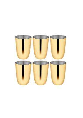 Shri and Sam High Grade Stainless Steel Majestic Glass with Gold PVD Coating 6-Pcs | 300 ml | 10.1 fl oz