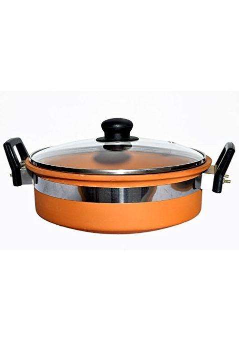 PALVIT CLAY ART GALLERY Terracotta Organic Clay Kadhai Wok with Glass Lid | 1.5 L | 1.6 Qt