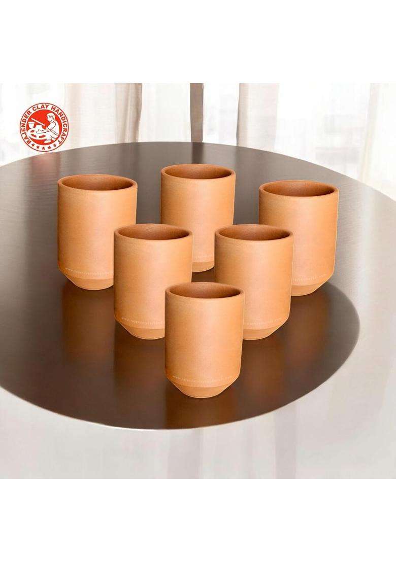 RAJENDER CLAY HANDICRAFT Handcrafted Terracotta Clay Cups | 250 ml | 8.5 fl oz | 6-Piece Set - Indya
