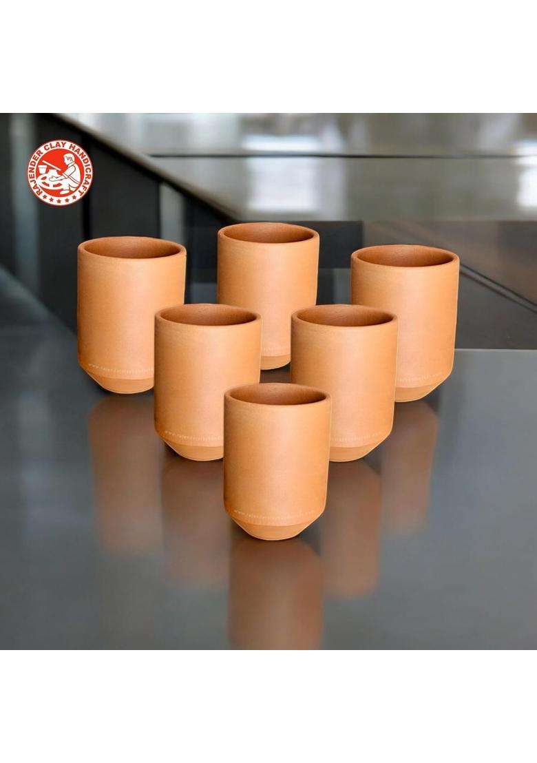 RAJENDER CLAY HANDICRAFT Handcrafted Terracotta Clay Cups | 250 ml | 8.5 fl oz | 6-Piece Set - Indya