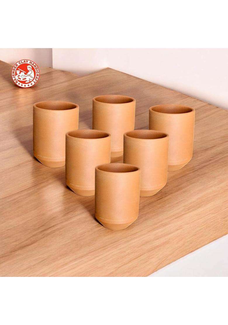 RAJENDER CLAY HANDICRAFT Handcrafted Terracotta Clay Cups | 250 ml | 8.5 fl oz | 6-Piece Set - Indya