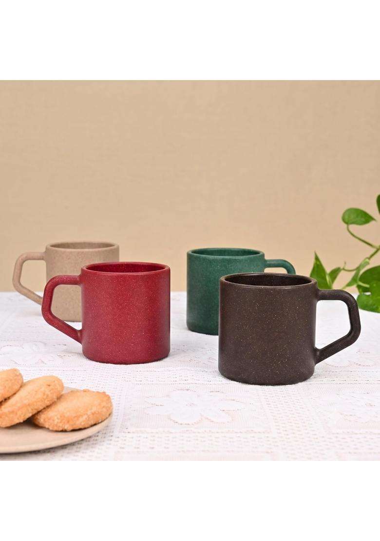 Eha Earth-Friendly Comfy Coffee Cup Made with Rice Husk | 200 ml | 6.8 fl oz | Pack of 4 - Indya