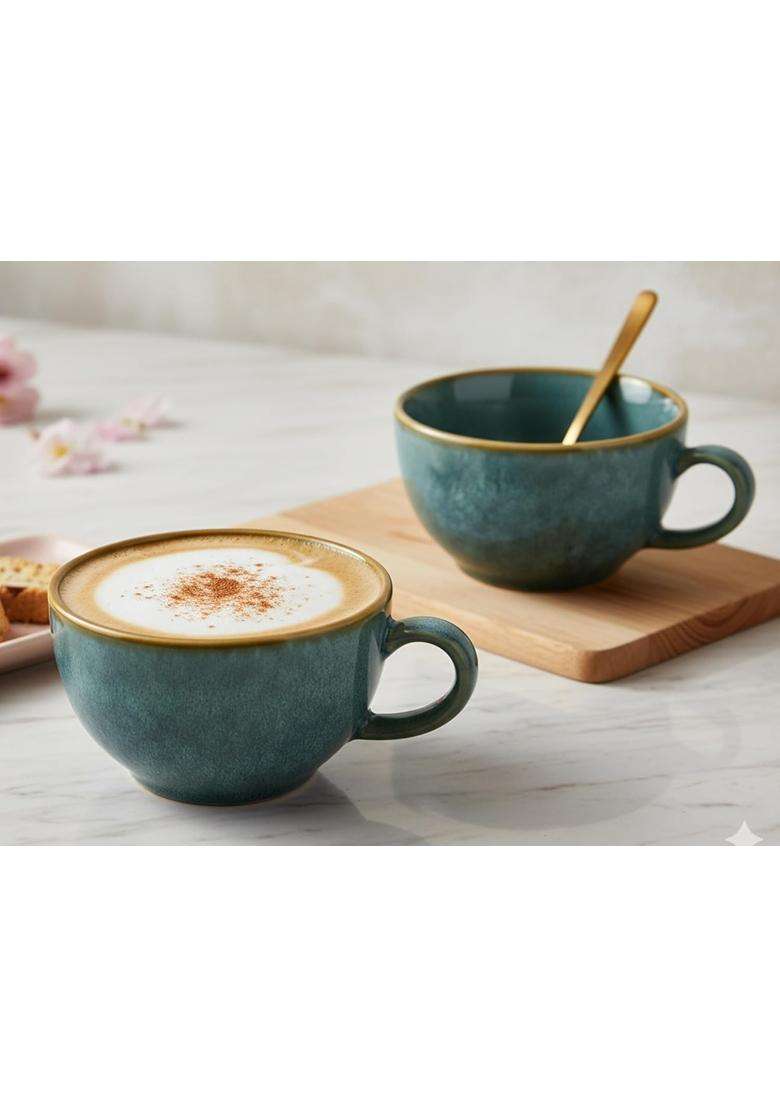Bodhi House Handcrafted Ceramic Coffee Mug | 350 ml | 11.8 fl oz | 2-Piece Set - Indya