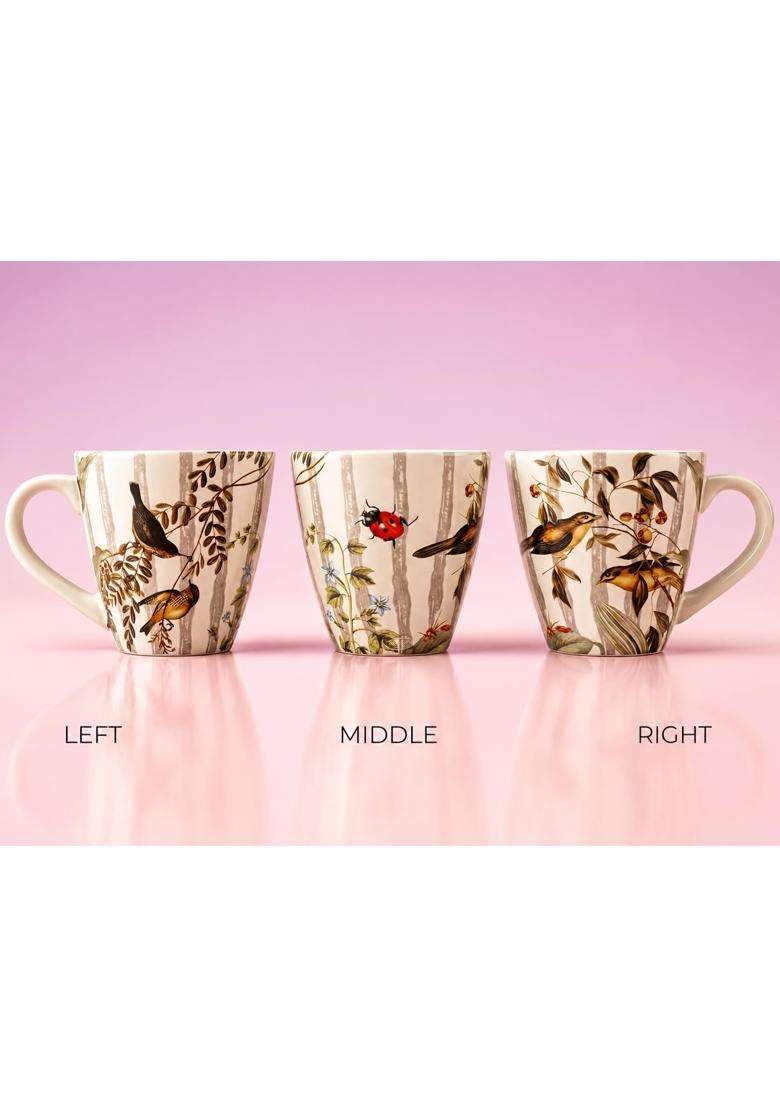 Bodhi House Bird Ceramic Coffee Mug | 350 ml | 11.8 fl oz | 2-Piece Set - Indya