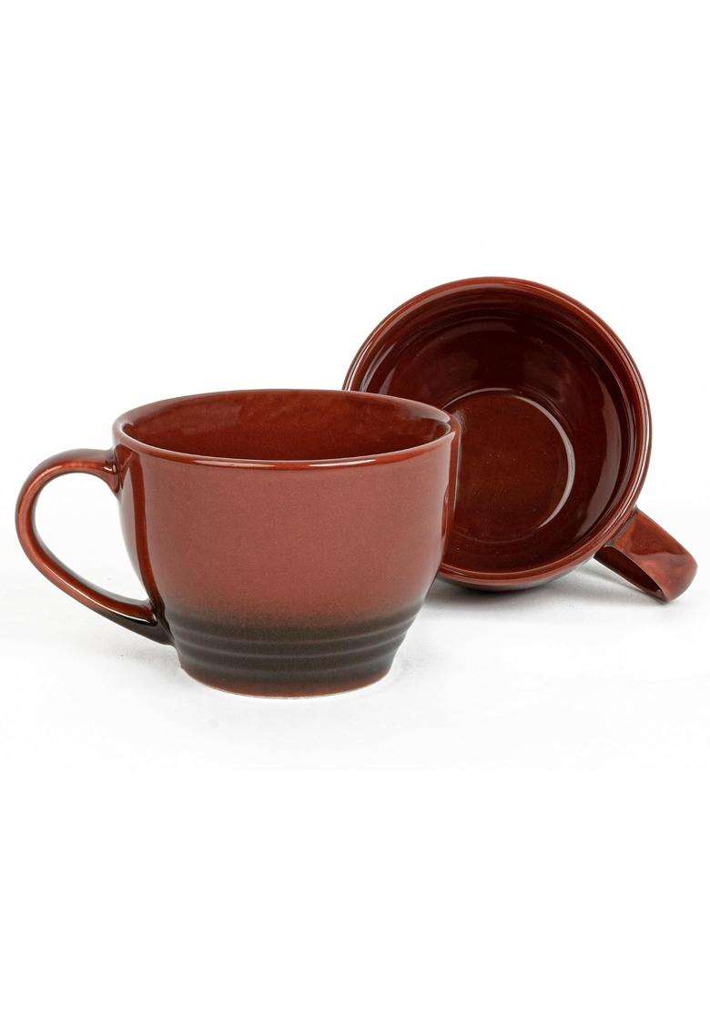 Bodhi House Handmade Large Ceramic Coffee Mug | 500 ml | 16.9 fl oz | Pack of 2 - Indya