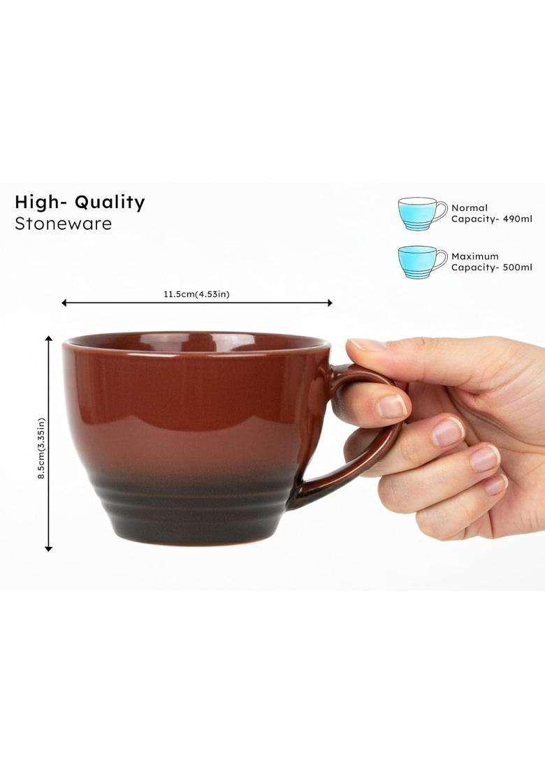 Bodhi House Handmade Large Ceramic Coffee Mug | 500 ml | 16.9 fl oz | Pack of 2 - Indya