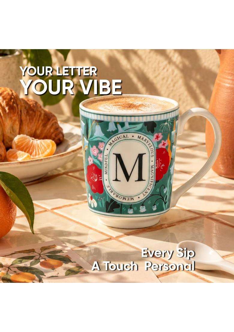 Shay Alphabet Mug | 300 ml | 10.1 fl oz | Microwave Safe - Indya
