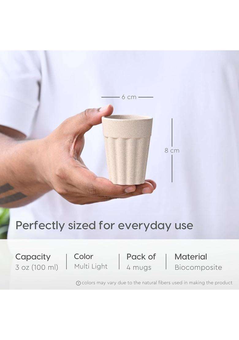 Eha Earth-Friendly Cutting Chai Cups | 100 ml | 3.4 fl oz | 4-Piece Set | Microwave Safe - Indya