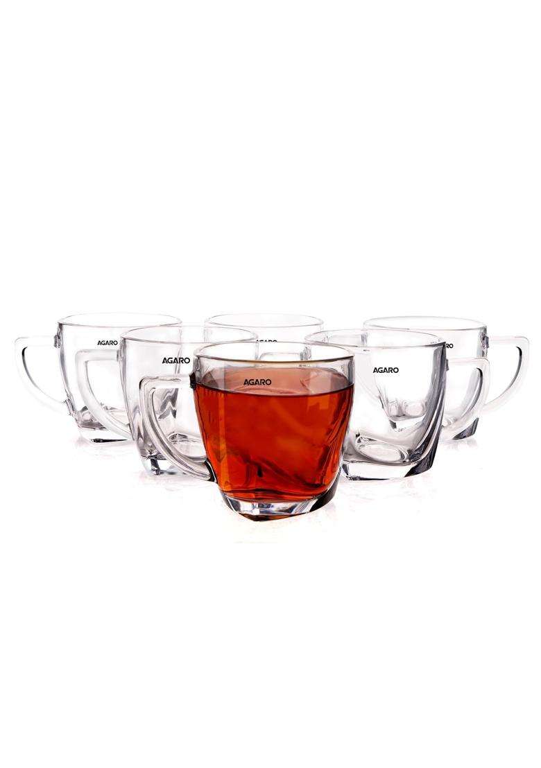 AGARO Elegant Glass Cup | 200 ml | 6.8 fl oz | 6-Piece Set - Indya