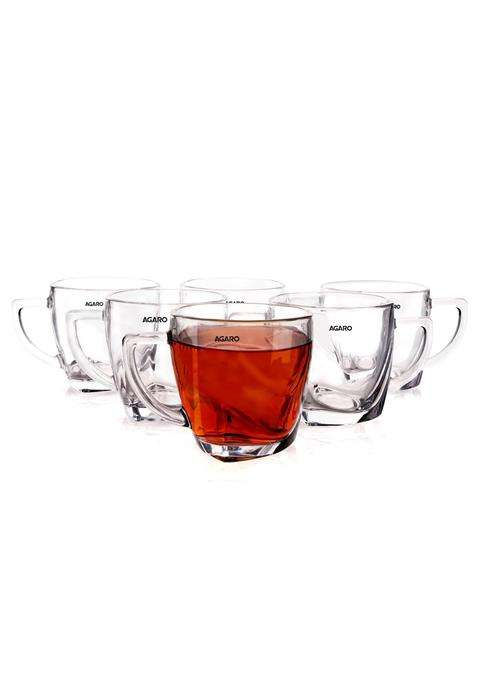 AGARO Elegant Glass Cup | 200 ml | 6.8 fl oz | 6-Piece Set