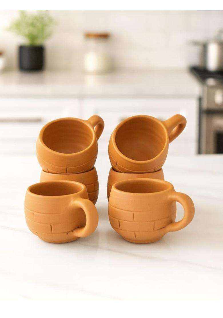 Clay Root Terracotta Coffee Cup | 6-Piece Set | Handcrafted - Indya