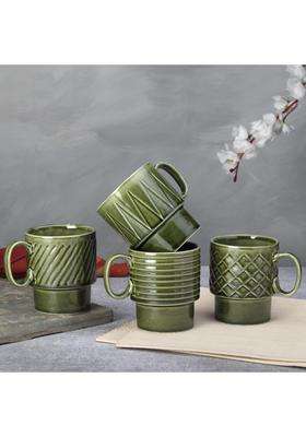 Bodhi House Stackable Ceramic Cups Pieces | 250 ml | 8.5 fl oz | 4-Piece Set