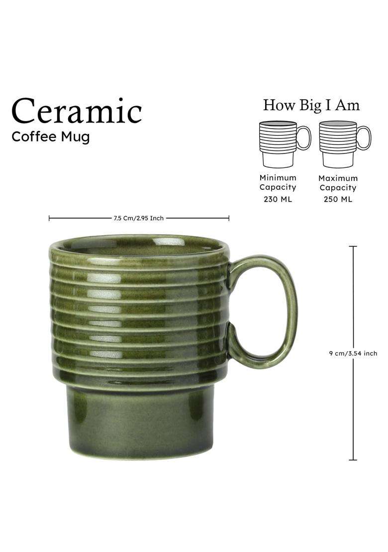Bodhi House Stackable Ceramic Cups Pieces | 250 ml | 8.5 fl oz | 4-Piece Set - Indya