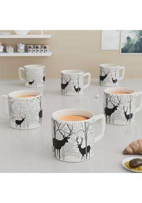 The Earth Store Forest Stag Tea Cup Handcrafted Ceramic Microwave Safe Chai Tea Cups Serving | 6-Piece Set