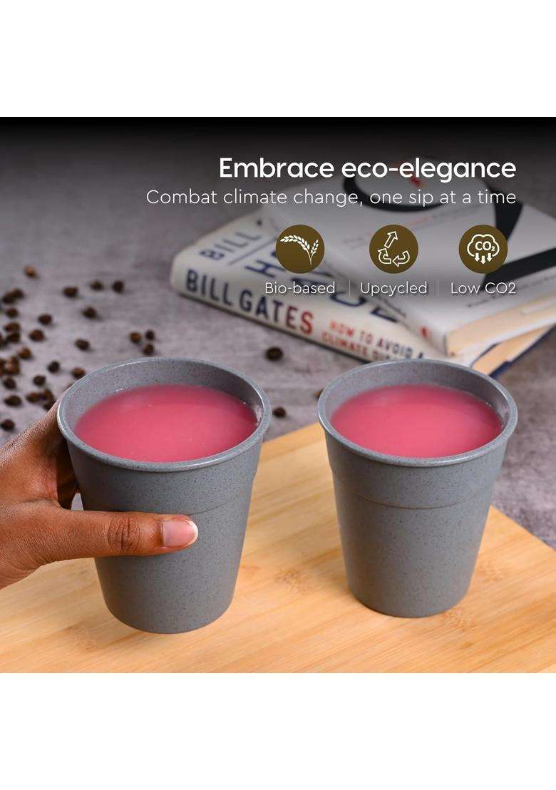 Eha Earth-Friendly Eco Nova Drinking Glass for Water and Juice | 350 ml | 11.8 fl oz | 6-Piece Set | Microwave Safe - Indya
