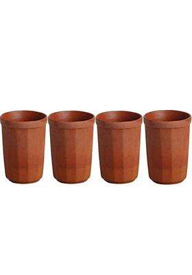 SHRIYAM CRAFTS Clay Mitti Drinking Water Glass | 200 ml | 6.8 fl oz | Pack of 4