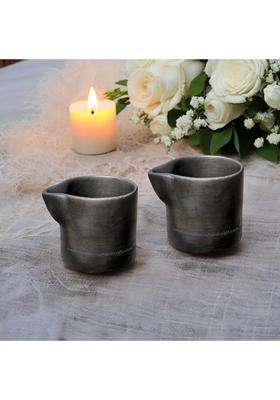 RAJENDER CLAY HANDICRAFT Black Kabutari Glass | 250 ml | 8.5 fl oz | 2-Piece Set | Handcrafted