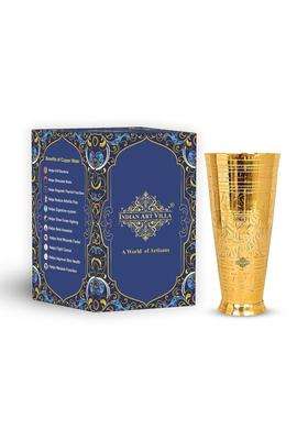 INDIAN ART VILLA Brass Lassi Glass with Embossed Design | 1600 ml | 54.1 fl oz | 10 Inch