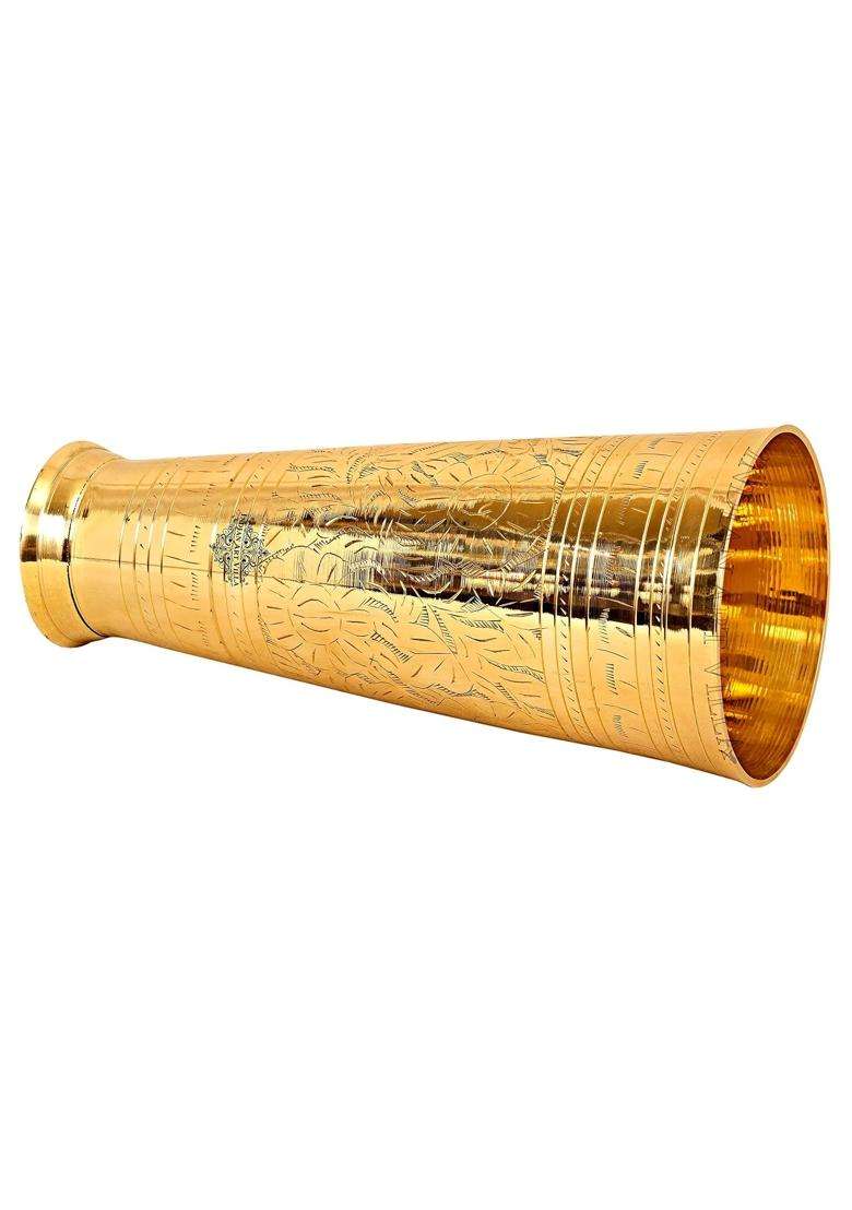 INDIAN ART VILLA Brass Lassi Glass with Embossed Design | 1600 ml | 54.1 fl oz | 10 Inch - Indya