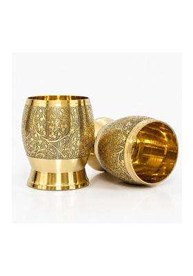 Copper-Master 100 Pure Brass Egg Glass Water Tumbler | Pack of 2