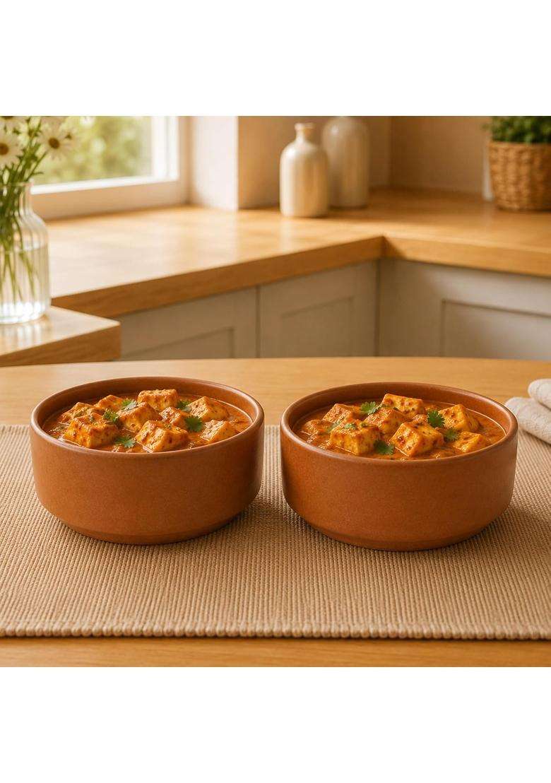 KALAKRITI Rustic Terracotta Ceramic Serving Bowl | 200 ml | 6.8 fl oz | Pack of 2 | Microwave Safe - Indya