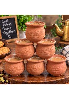 HC THE CRAFTS Clay Kullad Clay Tea Cup Traditional Desi Chai Tea Clay Kulled | 100 ml | 3.4 fl oz | Pack of 6