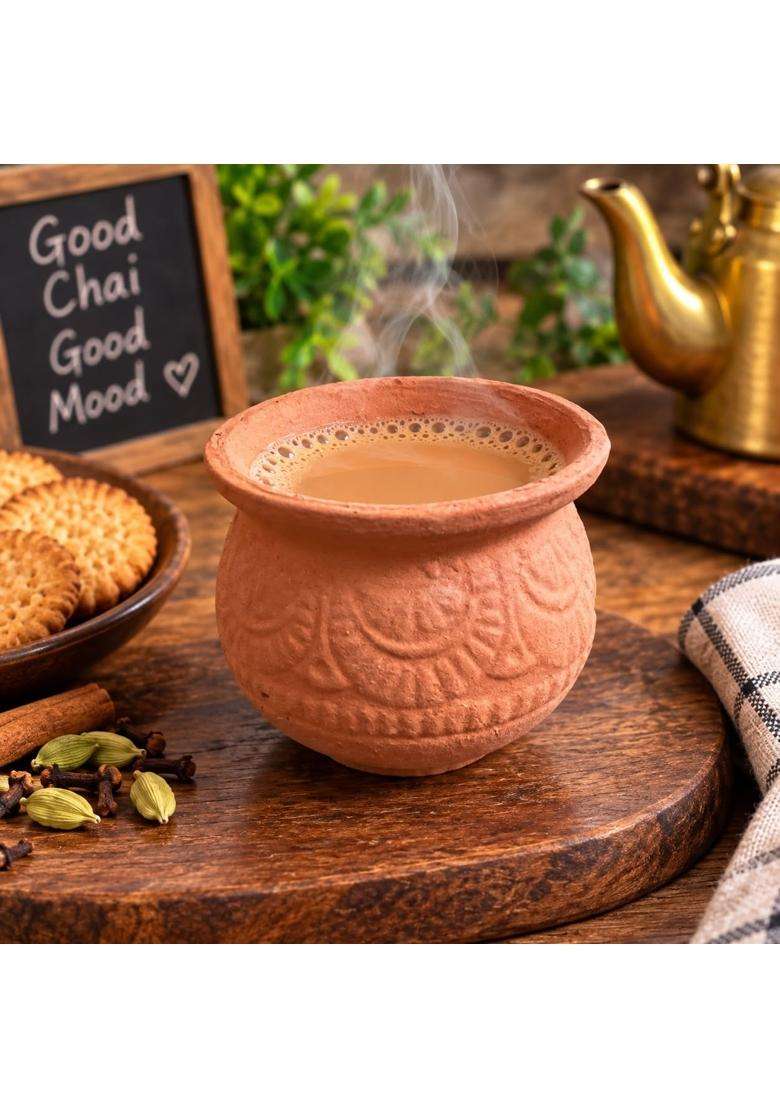 HC THE CRAFTS Clay Kullad Clay Tea Cup Traditional Desi Chai Tea Clay Kulled | 100 ml | 3.4 fl oz | Pack of 6 - Indya