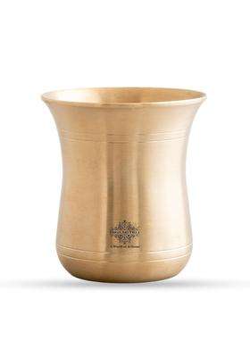 INDIAN ART VILLA Brass Plain Curved Glass | 300 ml | 10.1 fl oz | Handcrafted