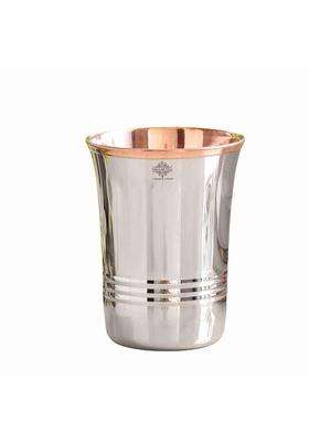 INDIAN ART VILLA Steel Copper Glass Tumbler | 250 ml | 8.5 fl oz