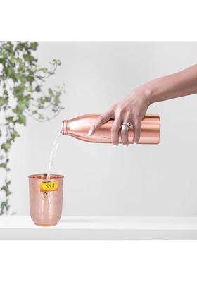 SHIV SHAKTI ARTS Round Base Copper Designer Glass | 300 ml | 10.1 fl oz