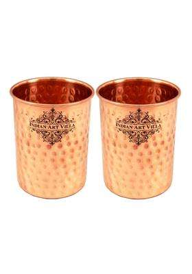 INDIAN ART VILLA Hammered Copper Glass Tumbler | 300 ml | 10.1 fl oz | 2-Piece Set