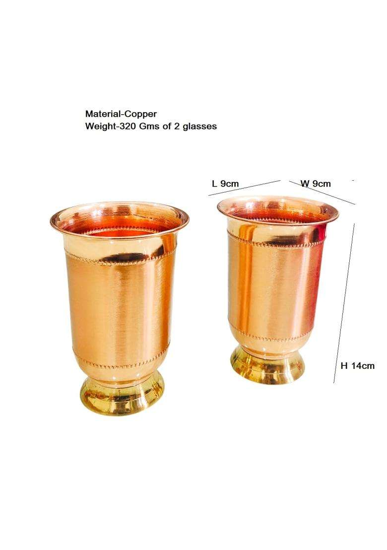 MORADABAD BRASS VILLA Copper Glass with Brass Bottom for Serving Ayurvedic Copper Benifits Fancy | 2-Piece Set - Indya