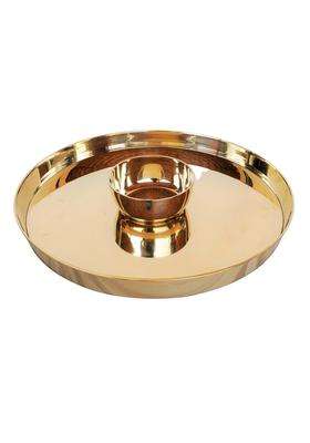 Pure Source India Dinner Thali Platter Set Bronze | 300 ml | 10.1 fl oz | 2-Piece Set