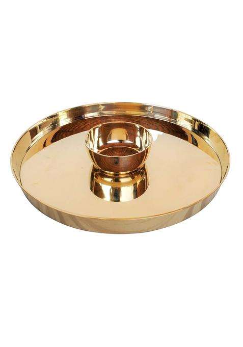 Pure Source India Dinner Thali Platter Set Bronze | 300 ml | 10.1 fl oz | 2-Piece Set
