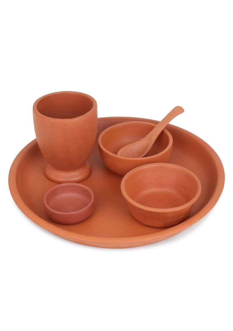 KSI Handmade Terracotta Clay Serving Bowls Katori for Soup | 250 ml | 8.5 fl oz | Pack of 6 | Non-Toxic | Microwave Safe | Unglazed - Indya