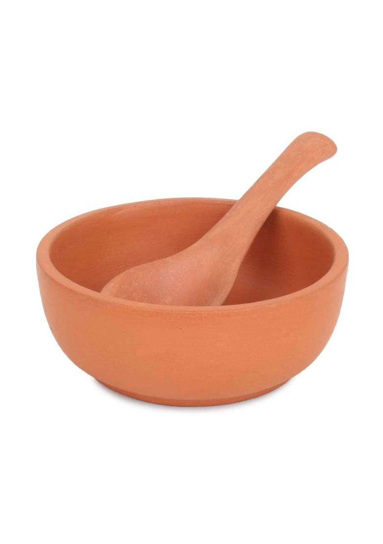 KSI Handmade Terracotta Clay Serving Bowls Katori for Soup | 250 ml | 8.5 fl oz | Pack of 6 | Non-Toxic | Microwave Safe | Unglazed - Indya