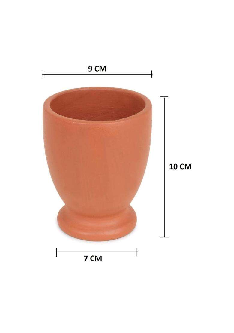 KSI Handmade Terracotta Clay Serving Bowls Katori for Soup | 250 ml | 8.5 fl oz | Pack of 6 | Non-Toxic | Microwave Safe | Unglazed - Indya