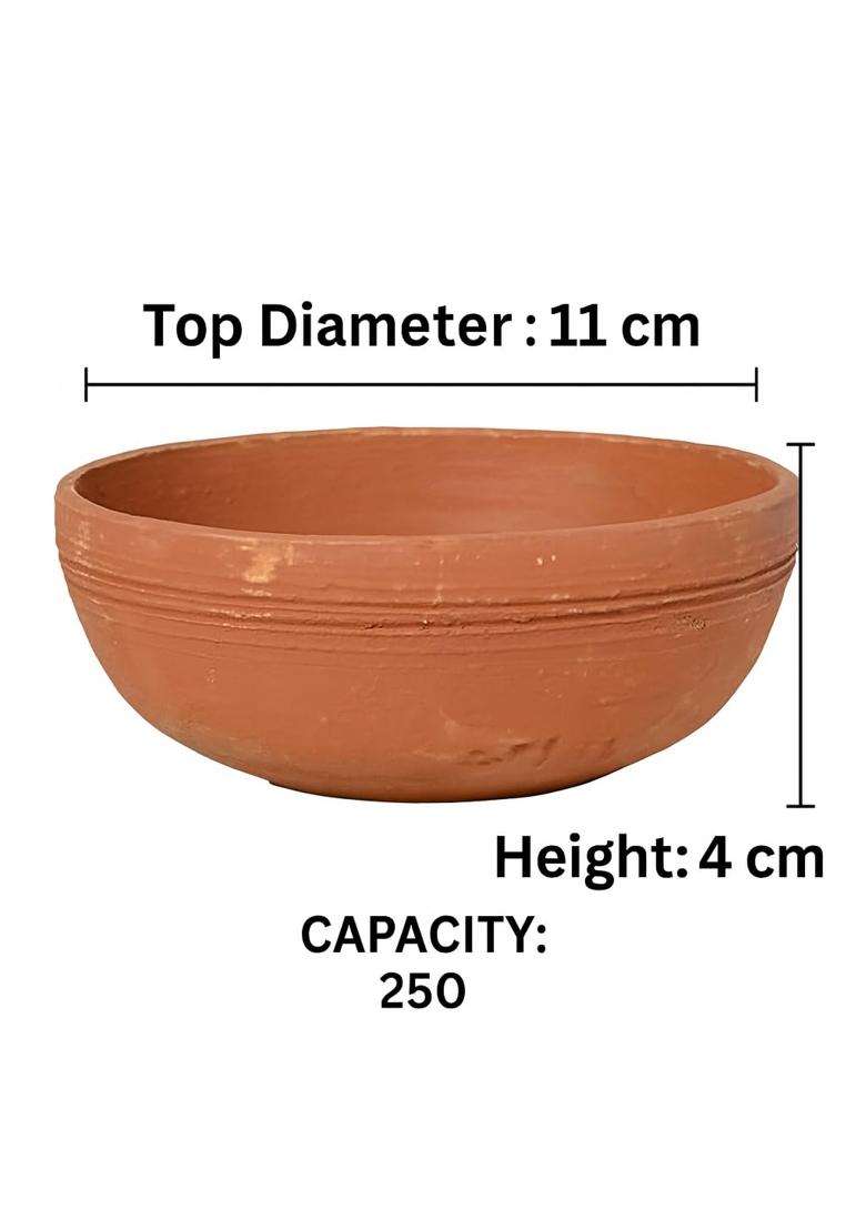 KSI Terracotta Bowl Set Handmade Clay Bowls B-8 Size Natural Earthen Serveware | Pack of 4 | Non-Toxic - Indya
