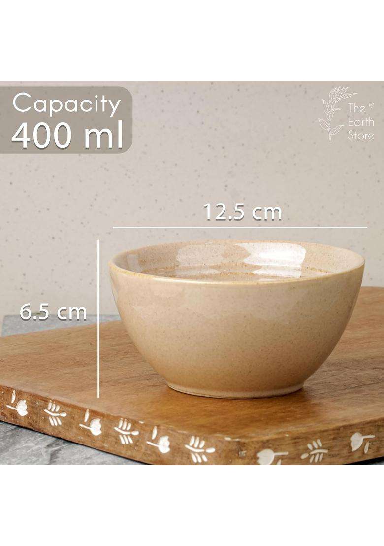 The Earth Store Sage Creamy Ceramic Snack Bowl | 400 ml | 13.5 fl oz | 2-Piece Set | Dishwasher Safe | Microwave Safe - Indya