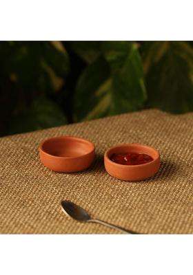 SHRIYAM CRAFTS Clay Katori Serving Bowl Chatni Bowls | 500 ml | 16.9 fl oz | Pack of 2
